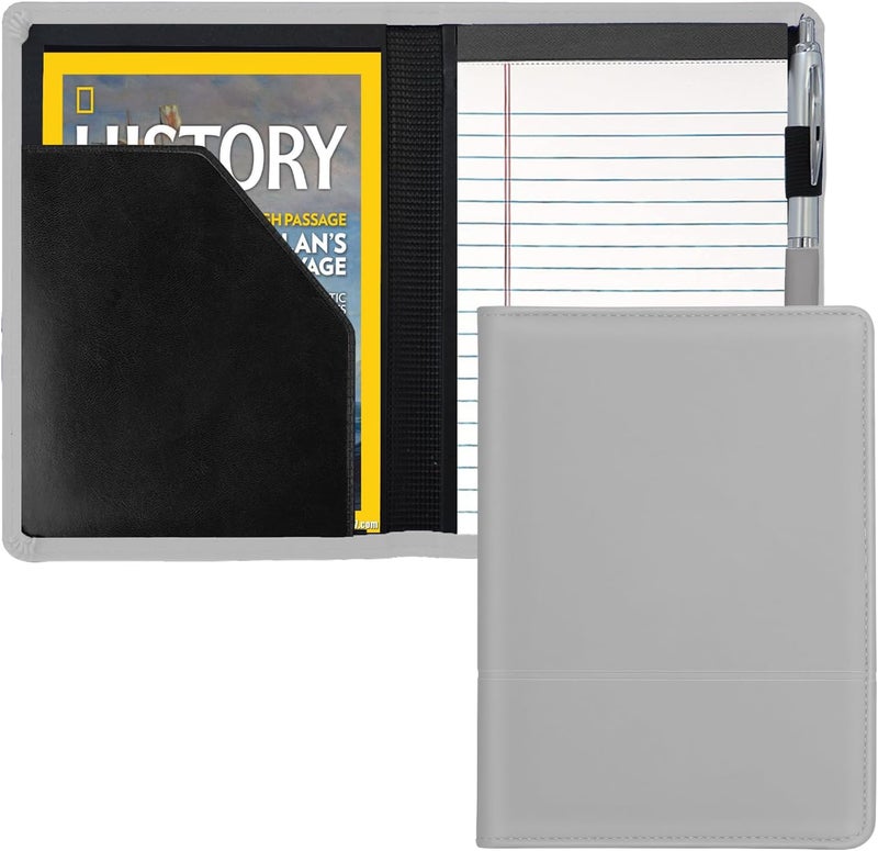 Gorbado Padfolio/Portfolio Binder, Mini Padfolio Portfolio Binder 5 x 8 Legal Writing Pad, A5 Document Organizer Folder for Men Women, Gray - Image 1